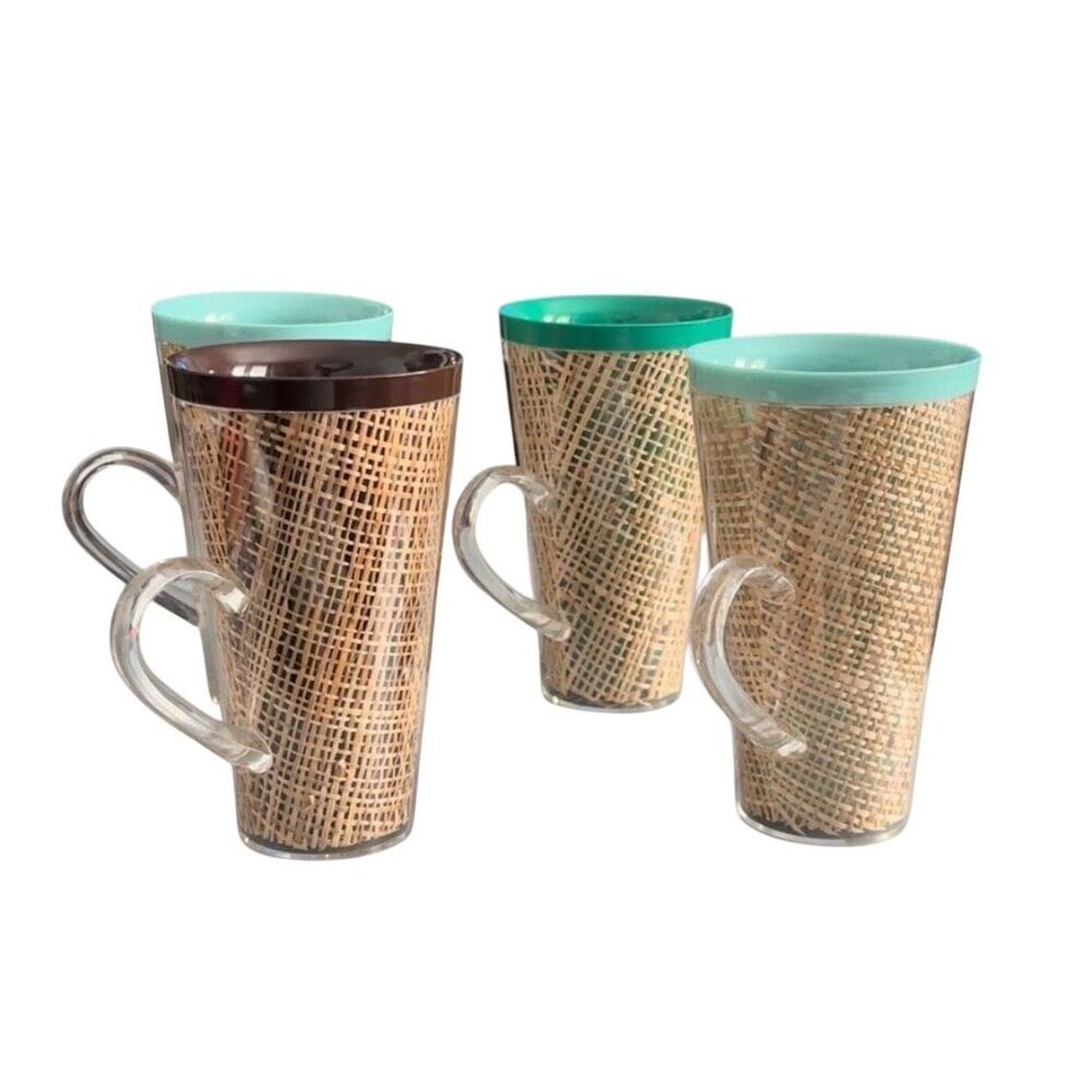 Raffiaware Vintage Thermo-Temp Insulated Tumbler Cups, Mugs, Colorful Pastel Mel